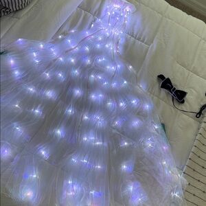 Iridescent Bow-Tie and Cape White Gown